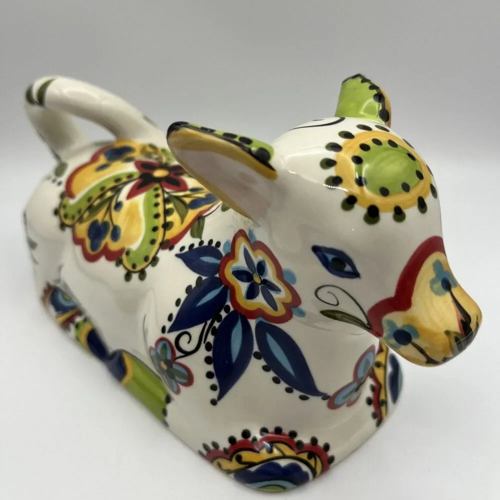 Espana Lifestyle Bocca ceramic cow shaped covered butter dish 8x5 in
